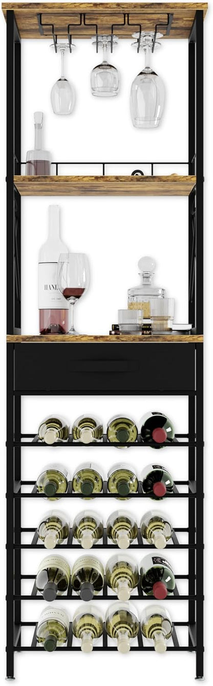 CARLA HOME Freestanding Wine Rack for 20 Bottles with Wood Countertop and Sturdy Metal Frame - Image 5