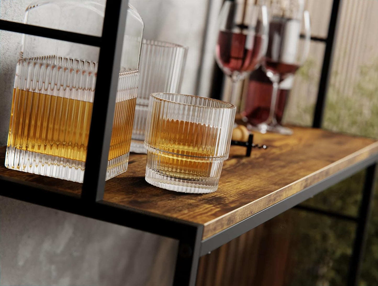 CARLA HOME Large Wine Rack for 20 Bottles with Wood Countertop and Sturdy Metal Frame - Image 4