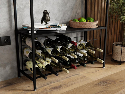 CARLA HOME Large Wine Rack for 20 Bottles with Wood Countertop and Sturdy Metal Frame - Image 5