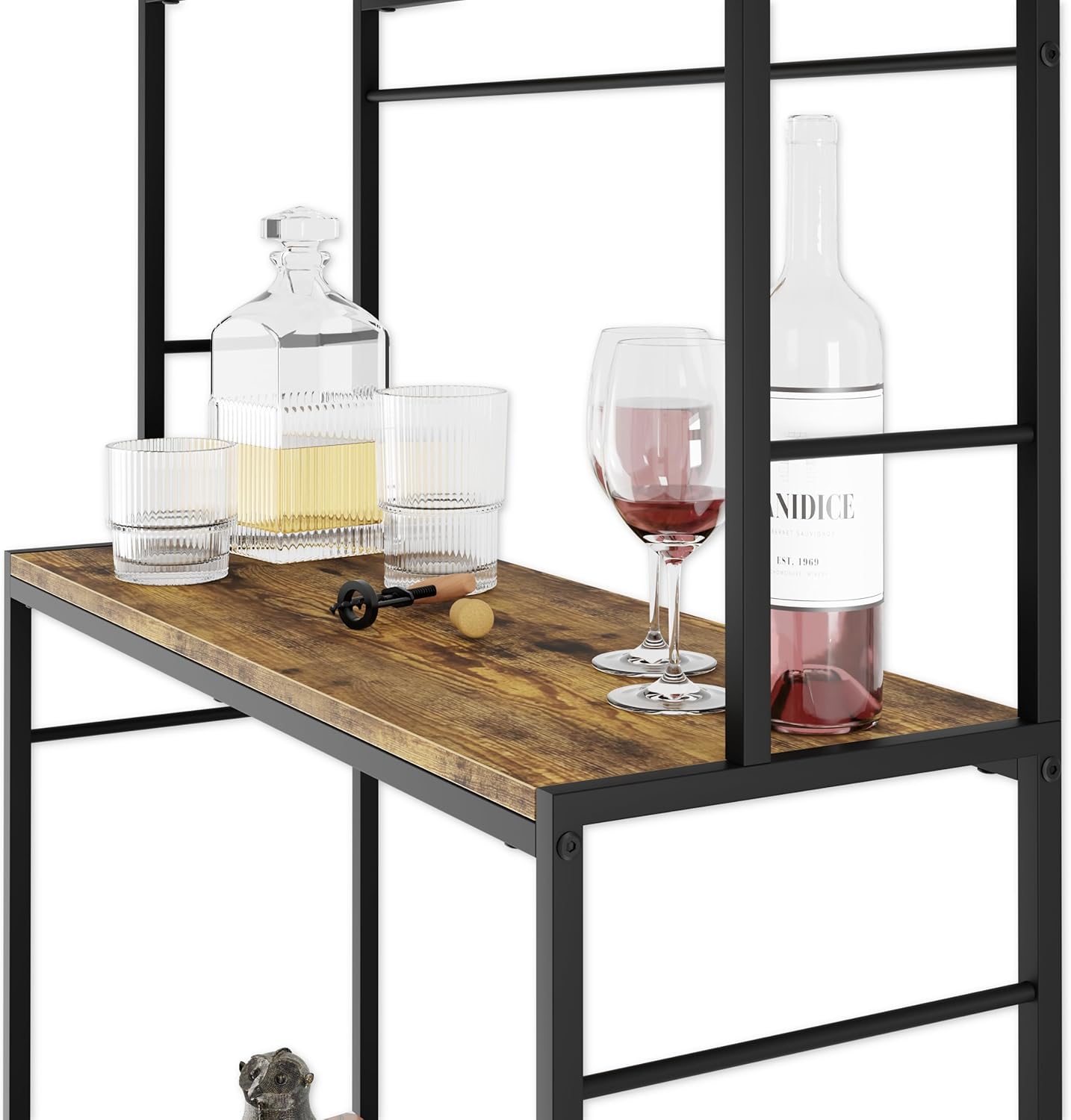 CARLA HOME Large Wine Rack for 20 Bottles with Wood Countertop and Sturdy Metal Frame - Image 7