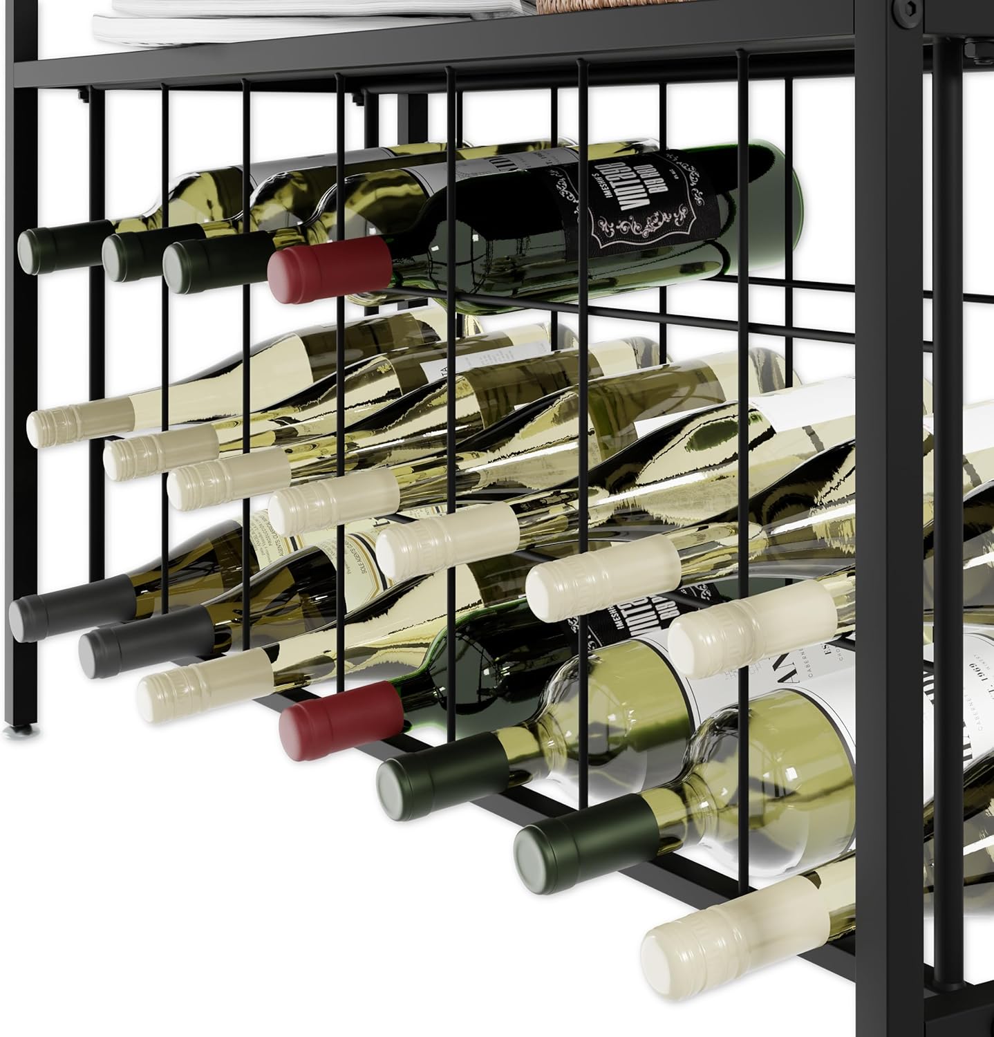 CARLA HOME Large Wine Rack for 20 Bottles with Wood Countertop and Sturdy Metal Frame - Image 8