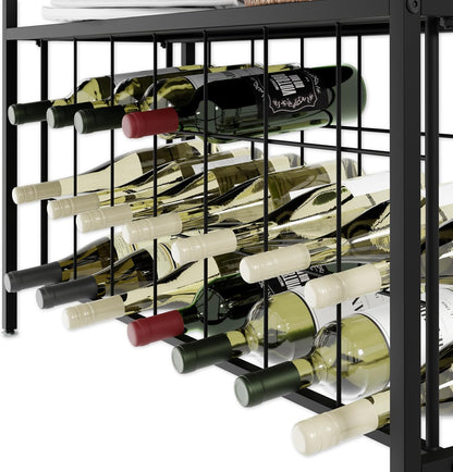 CARLA HOME Large Wine Rack for 20 Bottles with Wood Countertop and Sturdy Metal Frame - Image 8