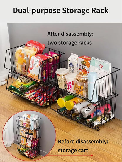 CARLA HOME Metal 5-Tier Rolling Vegetable and Fruit Basket Cart Stand for Kitchen - Image 4