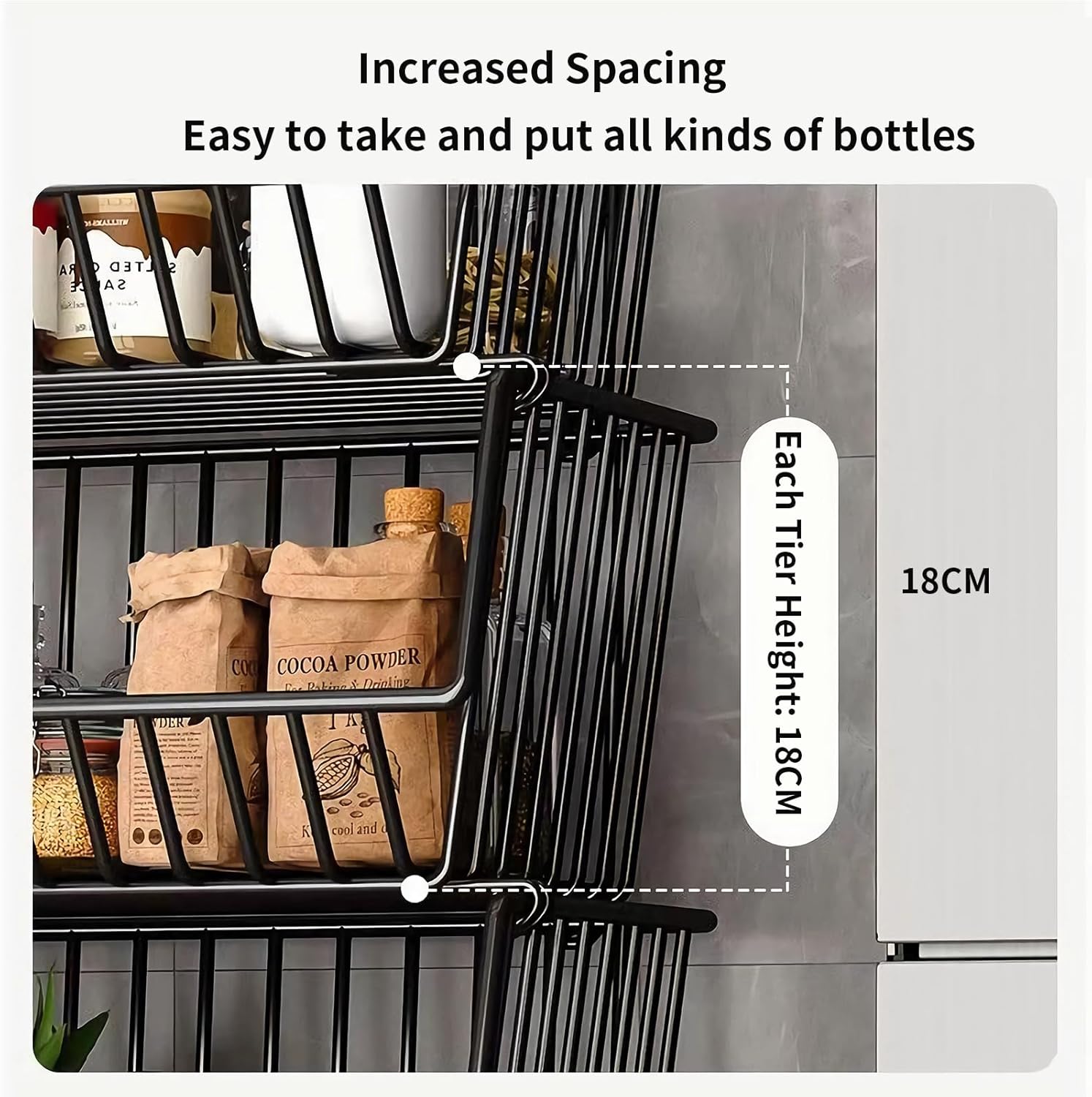 CARLA HOME Metal 5-Tier Rolling Vegetable and Fruit Basket Cart Stand for Kitchen - Image 6