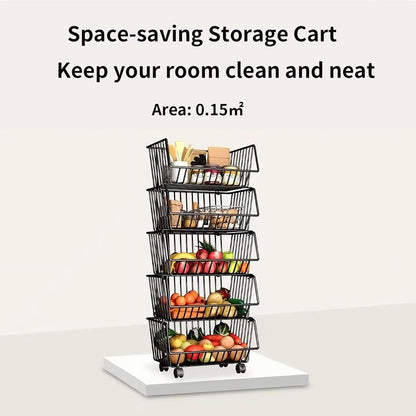 CARLA HOME Metal 5-Tier Rolling Vegetable and Fruit Basket Cart Stand for Kitchen - Image 7