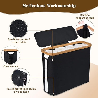 CARLA HOME Toilet Paper Storage Basket Holds Up to 12 Rolls with Bamboo Lid and Handle for RV Closet (Black) - Image 4