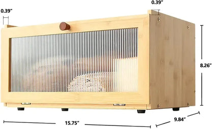 CARLA HOME Bamboo Bread Box, Kitchen Countertop Storage, Window Bread Holder - Image 7