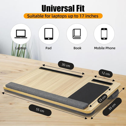 CARLA HOME Oversized Portable Lap Desk with Cushion,Mouse Pad, Tablet and Phone Holder which Fits Up to 17 Inch Laptops for Bed or Sofa (Brown) - Image 2