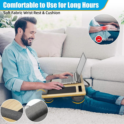 CARLA HOME Oversized Portable Lap Desk with Cushion,Mouse Pad, Tablet and Phone Holder which Fits Up to 17 Inch Laptops for Bed or Sofa (Brown) - Image 4