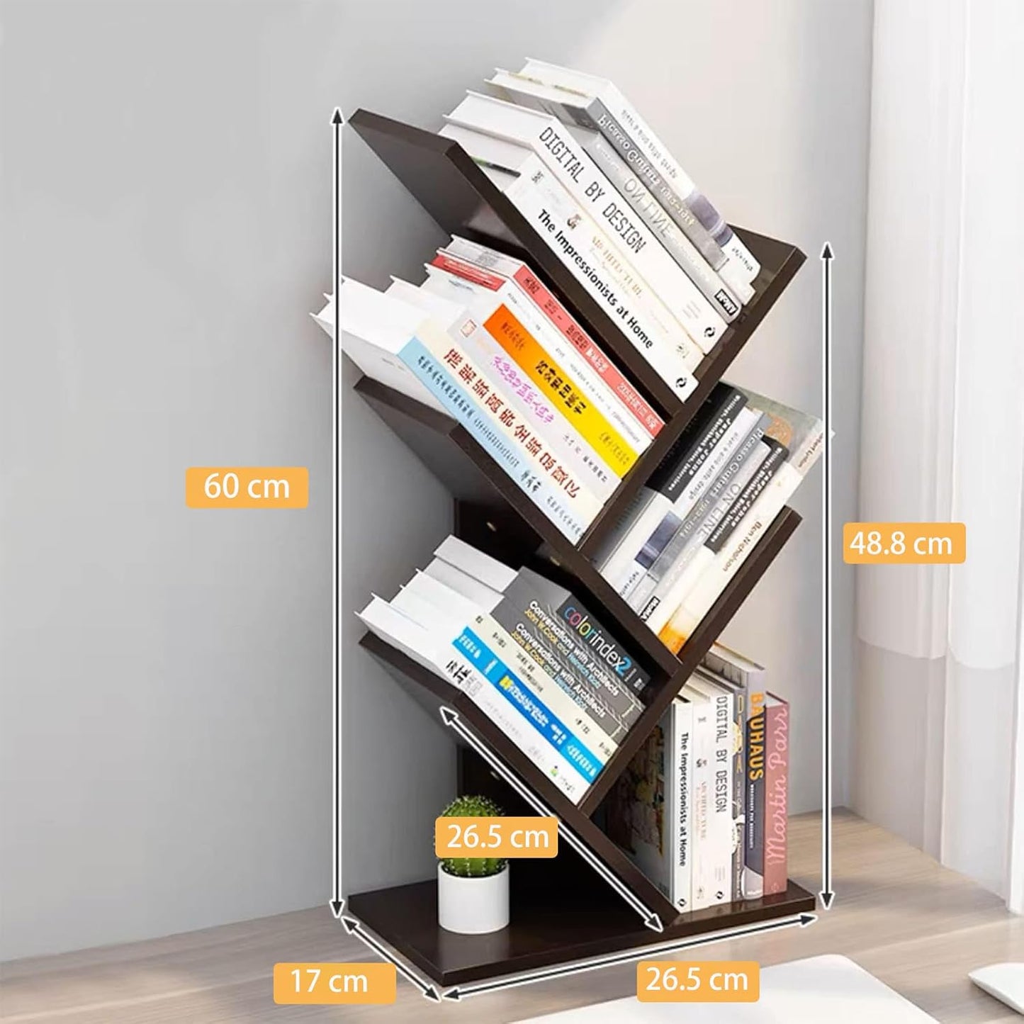 CARLA HOME 5-Tier Tree Bookshelf Storage Rack for Home Office or Bedroom (Black) - Image 2