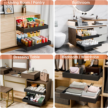 CARLA HOME Pack Pull Out Cabinet Organizer Expandable for Cabinets with Adjustable Slide Out Shelves and Easy Installation (Black) - Image 5