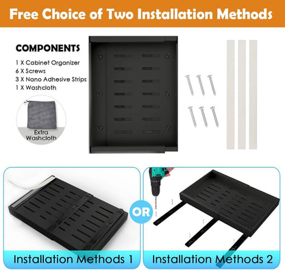 CARLA HOME Pack Pull Out Cabinet Organizer Expandable for Cabinets with Adjustable Slide Out Shelves and Easy Installation (Black) - Image 8