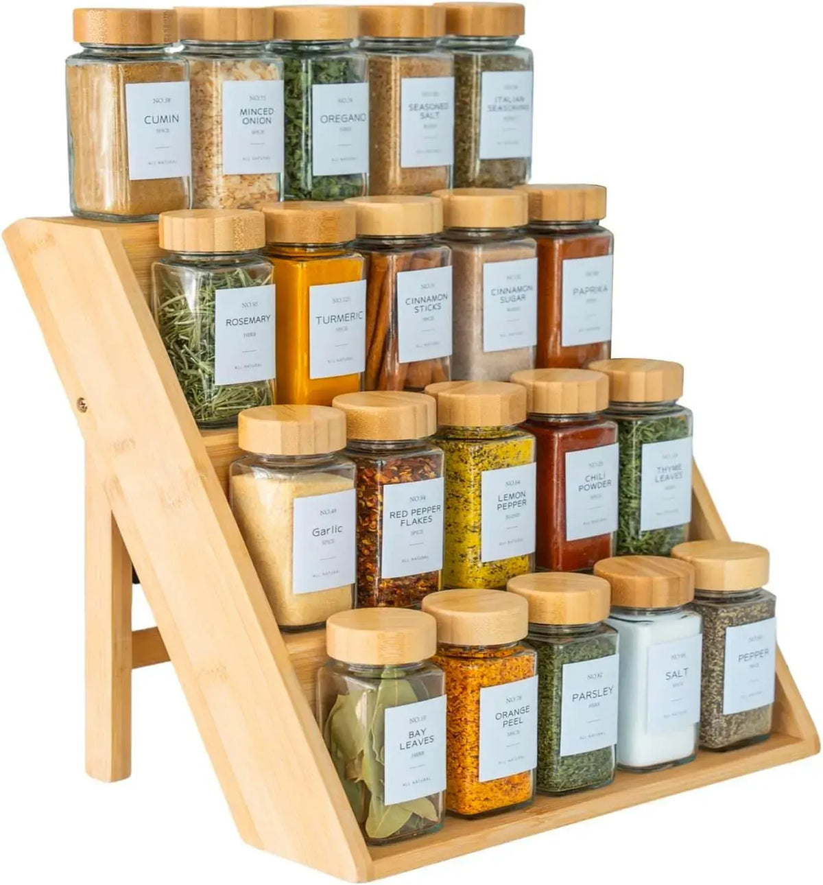 CARLA HOME 3 Tier Bamboo Spice Rack, Countertop Jar Organiser, Kitchen - Image 3