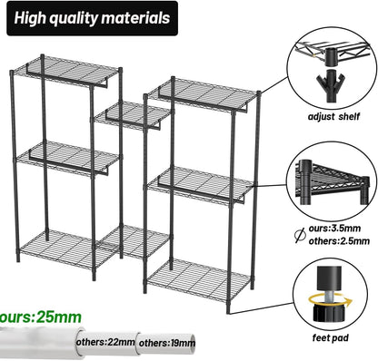 CARLA HOME Heavy Duty Clothing Garment Rack Organizer with Hanging Rods & Storage Shelves for Clothes, Shoes & Wardrobe - Image 4