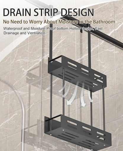 CARLA HOME Over the Door 2-tier Shower Caddy Organizer Shelf with Hooks for Bathroom - Image 5