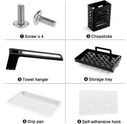 CARLA HOME Kitchen Sink Caddy Organizer with Sponge, Soap & Brush Storage and Rag Rack, Drain Tray & Utensil Holder - Image 8