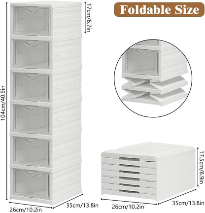 CARLA HOME 6-Tier Stackable Shoe Storage Box Organizer with Clear Door for Closet, Entryway or Cabinet - Image 2