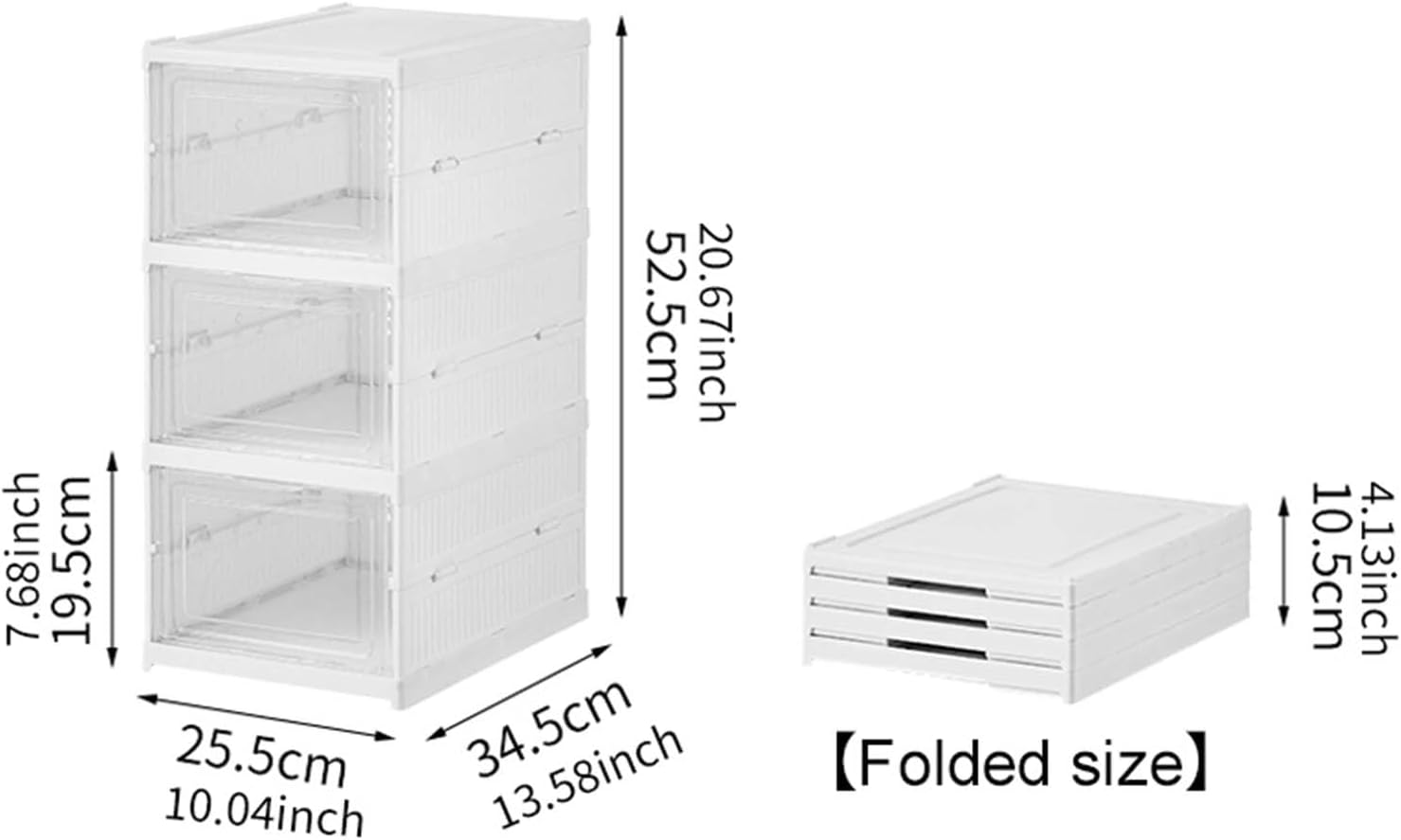 CARLA HOME 3-Tier Stackable Shoe Storage Box Organizer with Clear Door for Closet, Entryway or Cabinet - Image 2
