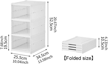 CARLA HOME 3-Tier Stackable Shoe Storage Box Organizer with Clear Door for Closet, Entryway or Cabinet - Image 2