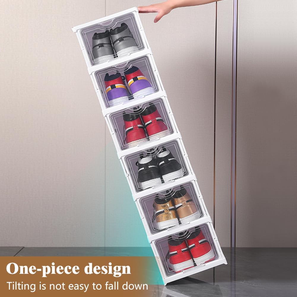 CARLA HOME 3-Tier Stackable Shoe Storage Box Organizer with Clear Door for Closet, Entryway or Cabinet - Image 6