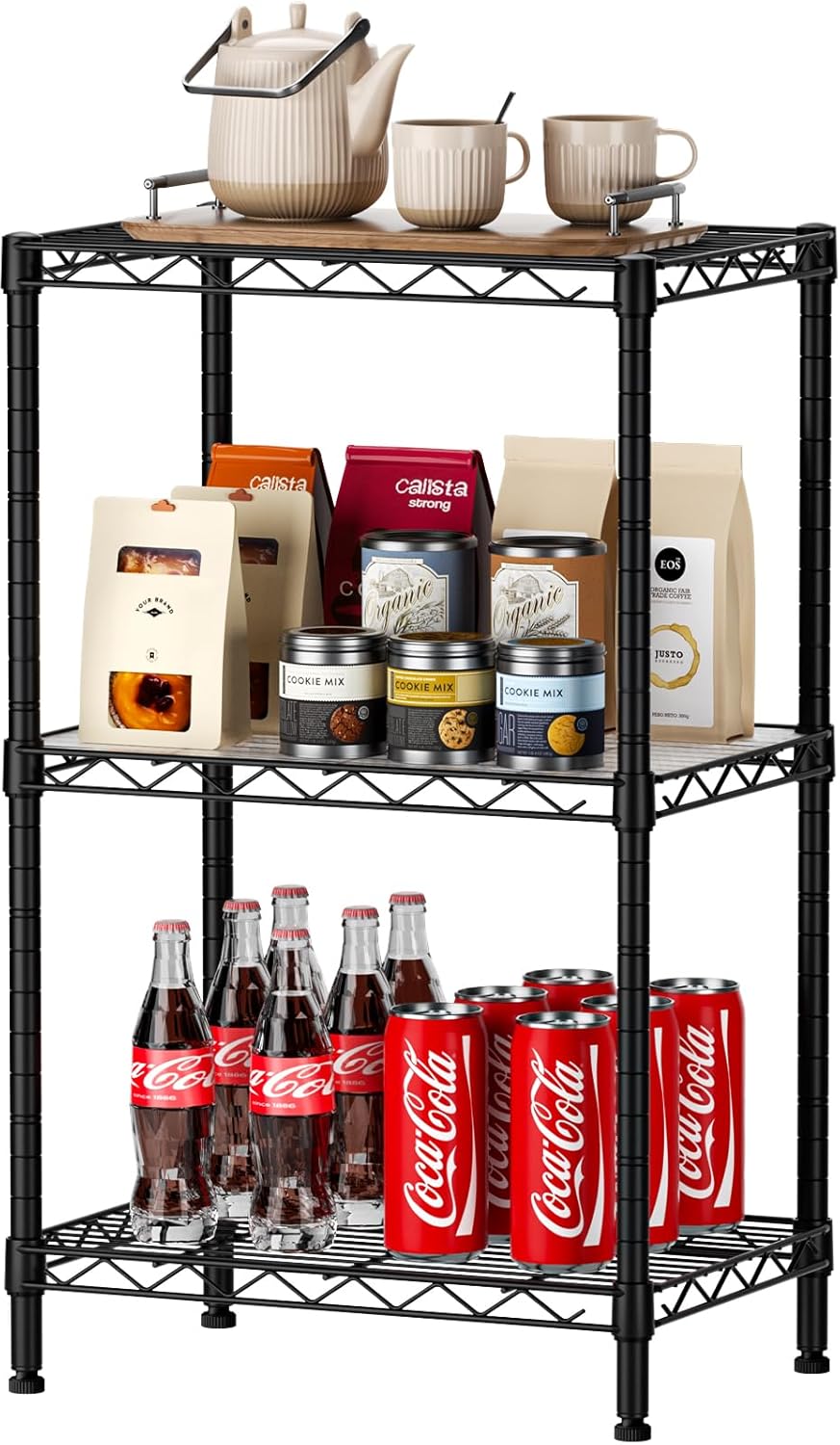 CARLA HOME 3-Tier Adjustable Metal Storage Shelves Wire Rack Organizer for Kitchen, Pantry, Bathroom or Laundry Room (60cm W x 35cm D x 103cm H)