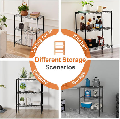 CARLA HOME 3-Tier Adjustable Metal Storage Shelves Wire Rack Organizer for Kitchen, Pantry, Bathroom or Laundry Room (60cm W x 35cm D x 103cm H) - Image 3