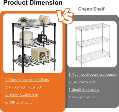 CARLA HOME 3-Tier Adjustable Metal Storage Shelves Wire Rack Organizer for Kitchen, Pantry, Bathroom or Laundry Room (60cm W x 35cm D x 103cm H) - Image 4