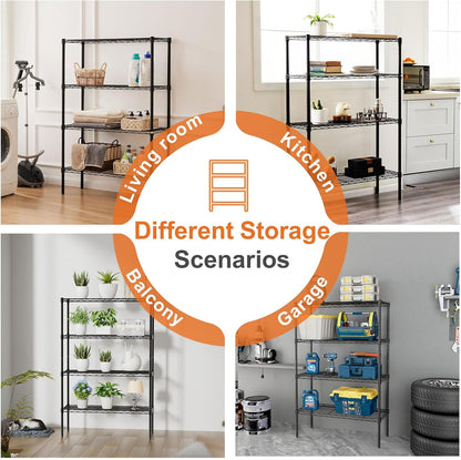 CARLA HOME 4-Tier Adjustable Metal Storage Shelves Wire Rack Organizer for Kitchen, Pantry, Bathroom or Laundry Room (60cm W x 40cm D x 140cm H) - Image 3