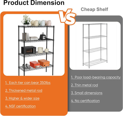 CARLA HOME 4-Tier Adjustable Metal Storage Shelves Wire Rack Organizer for Kitchen, Pantry, Bathroom or Laundry Room (60cm W x 40cm D x 140cm H) - Image 4