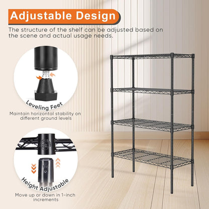 CARLA HOME 4-Tier Adjustable Metal Storage Shelves Wire Rack Organizer for Kitchen, Pantry, Bathroom or Laundry Room (60cm W x 40cm D x 140cm H) - Image 5