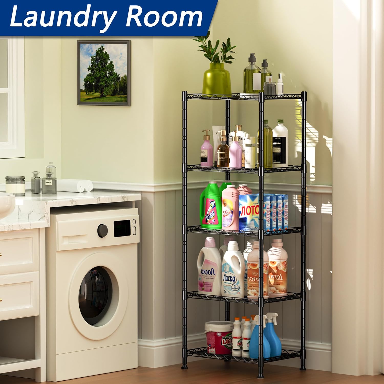 CARLA HOME 4-Tier Adjustable Metal Storage Shelves Wire Rack Organizer for Kitchen, Pantry, Bathroom or Laundry Room (60cm W x 40cm D x 140cm H) - Image 7