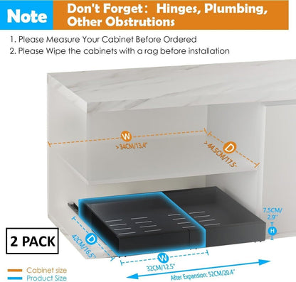 CARLA HOME 2 Pack Pull Out Cabinet Organizer Expandable for Cabinets with Adjustable Slide Out Shelves and Easy Installation (Black) - Image 2