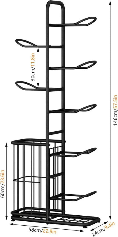 CARLA HOME 7 Tier Ball Storage Rack - Sports Organiser - Black - Basketball Storage Rack - Image 3