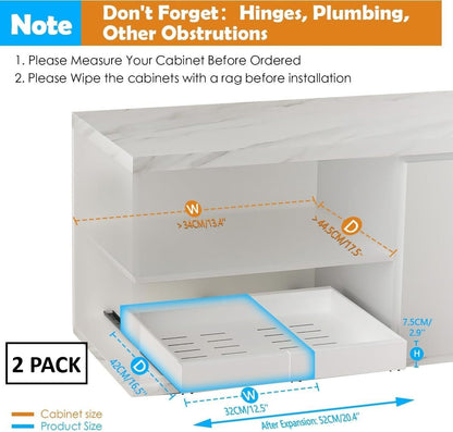 CARLA HOME 2 Pack Pull Out Cabinet Organizer Expandable for Cabinets with Adjustable Slide Out Shelves and Easy Installation (White) - Image 2