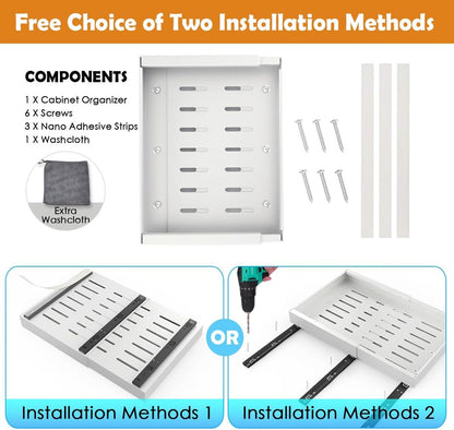 CARLA HOME 2 Pack Pull Out Cabinet Organizer Expandable for Cabinets with Adjustable Slide Out Shelves and Easy Installation (White) - Image 8