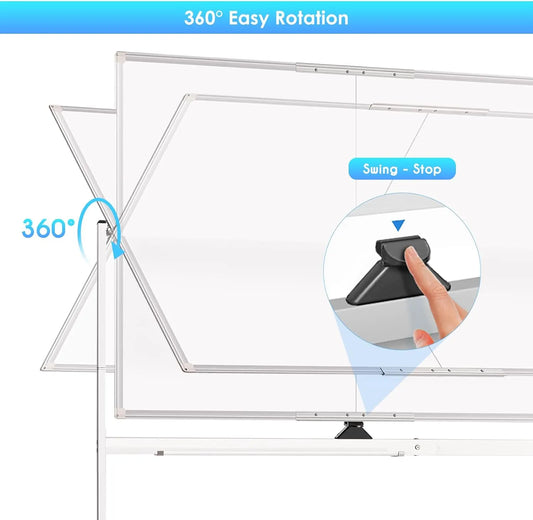 CARLA HOME Double-Sided Magnetic Whiteboard 120x90cm with Wheels, Reversible Design for School, Office & Home - Image 3
