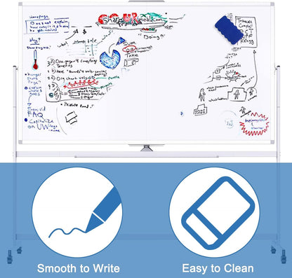 CARLA HOME Double-Sided Magnetic Whiteboard 120x90cm with Wheels, Reversible Design for School, Office & Home - Image 6