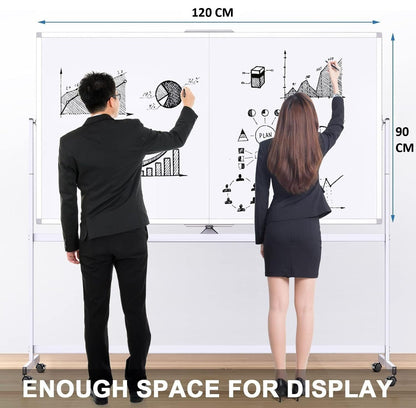 CARLA HOME Double-Sided Magnetic Whiteboard 120x90cm with Wheels, Reversible Design for School, Office & Home - Image 9