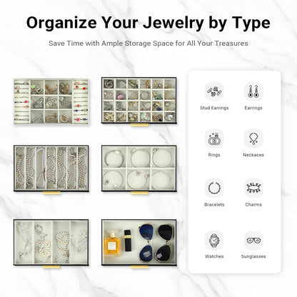 CARLA HOME  6-Layer Large Jewelry Organizer Box for Women with Mirror, Drawers, Hooks & Dividers for Rings, Necklaces, Bracelets, Ideal Gift for Women (Black) - Image 6