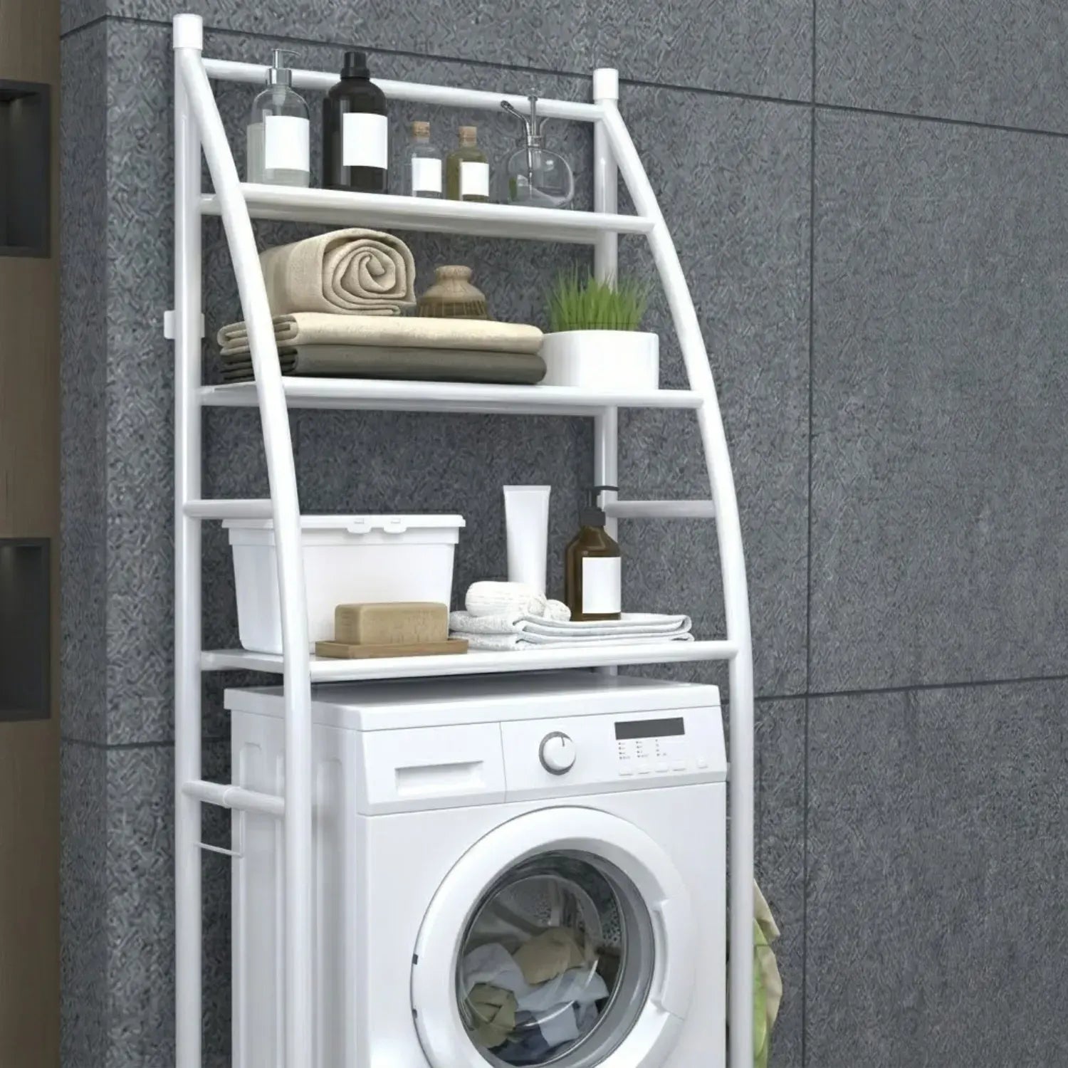 CARLA HOME 3-Tier Over Washing Machine Storage Rack for Laundry Room Space Saving, Towels, Detergent & Bathroom Essentials - Image 7