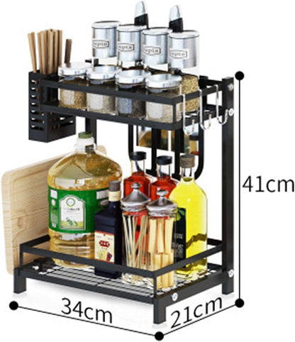CARLA HOME 2-Tier Kitchen Spice Rack Organizer Storage Shelf for Condiments, Oil Bottles, Utensils, Cutting Board & More - Image 3