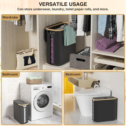 CARLA HOME 2 pack Toilet Paper Storage Basket Holds Up to 12 Rolls with Bamboo Lid and Handle for RV Closet (Black) - Image 6
