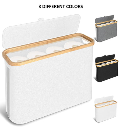 CARLA HOME 2 pack Toilet Paper Storage Basket Holds Up to 12 Rolls with Bamboo Lid and Handle for RV Closet (Grey) - Image 9