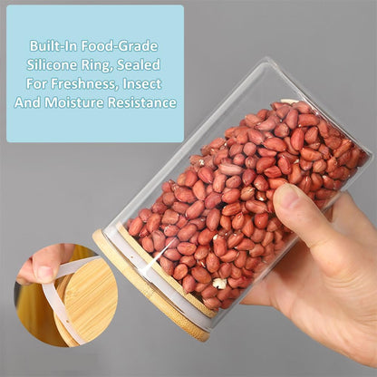CARLA HOME 12 Pack Glass Storage Jars with Bamboo Lids for Kitchen Pantry, Pasta, Snacks, Cookies, Candy & More - Image 9