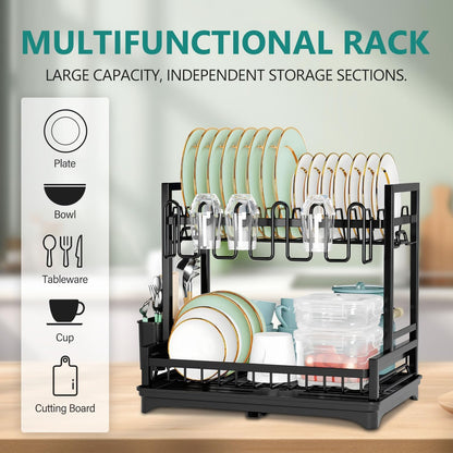 CARLA HOME Dish Drying Rack 2-Tier Kitchen Drainer with Drainboard - Image 2