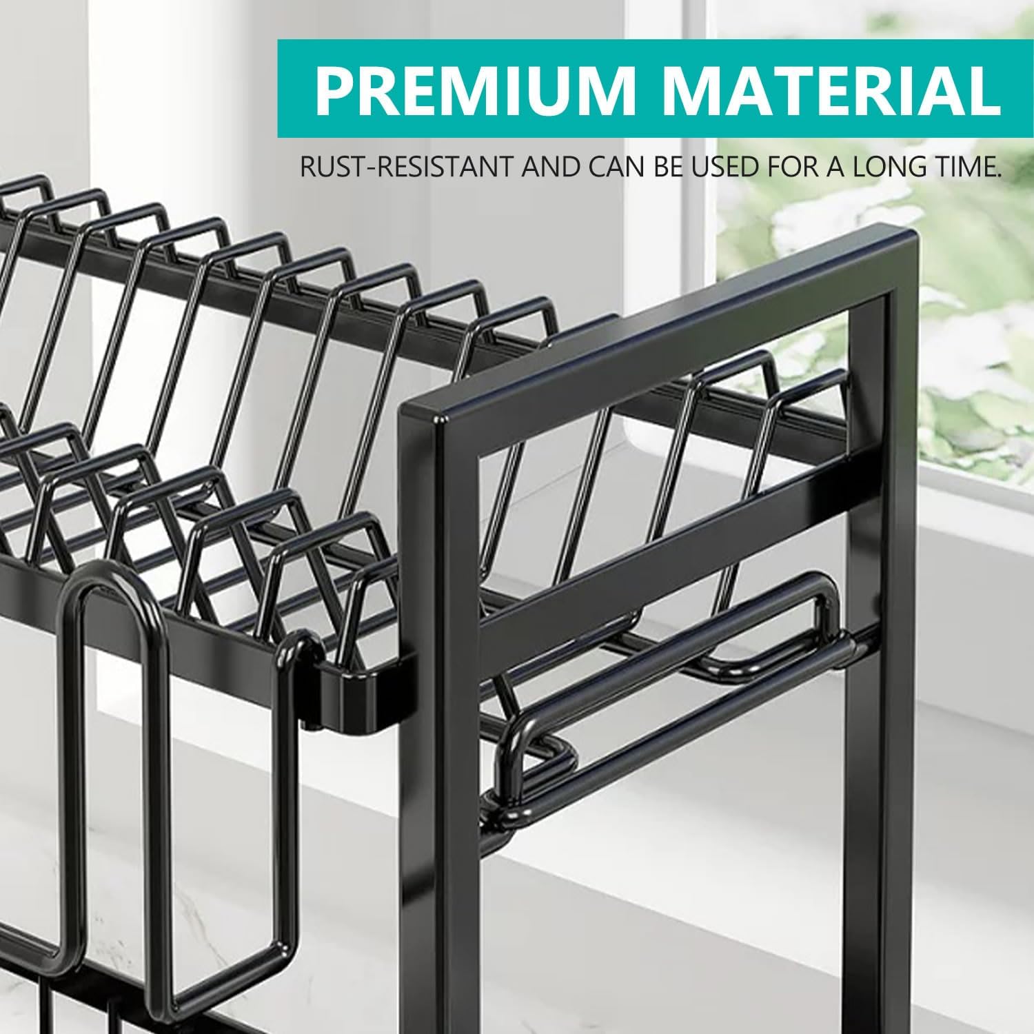 CARLA HOME Dish Drying Rack 2-Tier Kitchen Drainer with Drainboard - Image 8