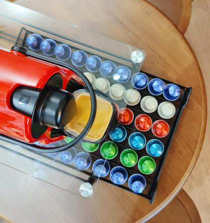 CARLA HOME 60 Coffee Pod Holder Drawer with Tempered Glass Capsule Organizer for Nespresso Pods and Sliding Drawer for Kitchen Countertop - Image 6