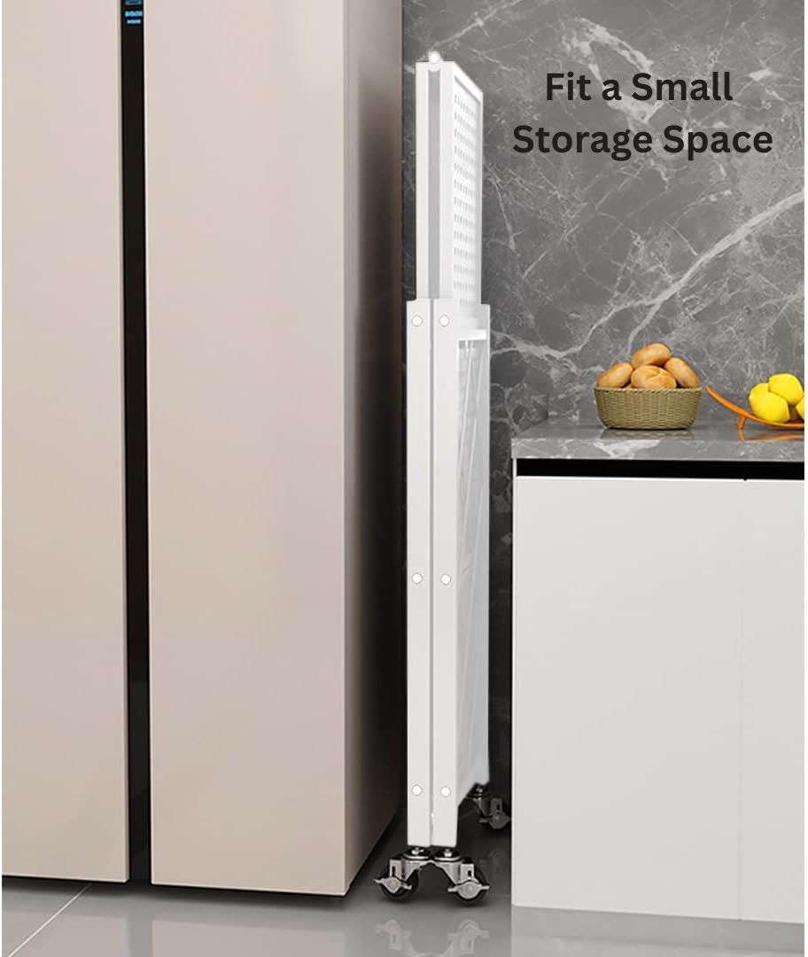 CARLA HOME 4-Tier Foldable Storage Shelf with Wheels for Kitchen, Garage, Pantry or Basement (White) - Image 7