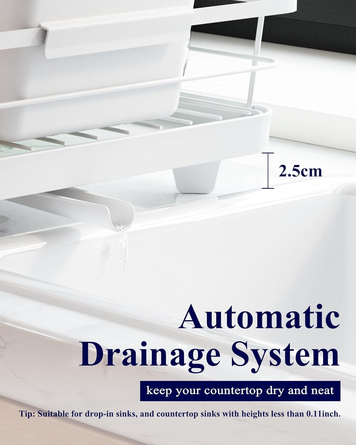 CARLA HOME Dish Drying Rack for Kitchen Counter with Removable Drip Tray, Utensil Holder and Cutlery Organizer - Image 5