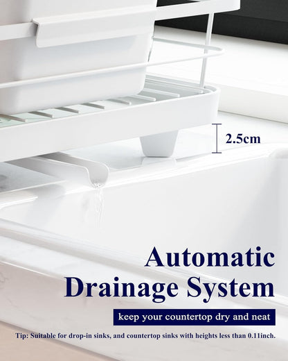 CARLA HOME Dish Drying Rack for Kitchen Counter with Removable Drip Tray, Utensil Holder and Cutlery Organizer - Image 5